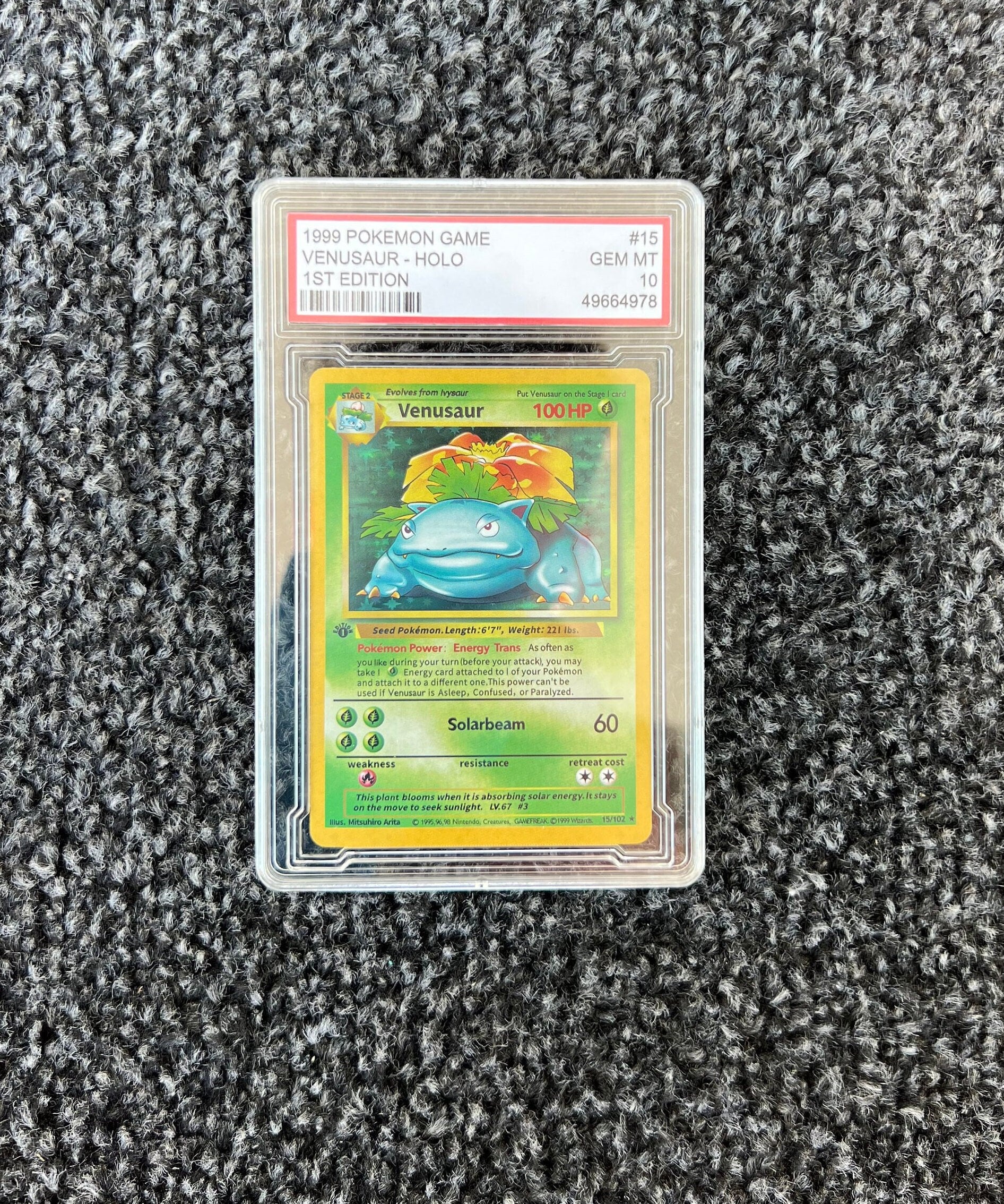 Graded Venusaur 15/102 1st Edition Handmade Holo Proxy Card - Etsy Graded Venusaur 15/102 1st Edition Handmade Holo Proxy Card - Etsy