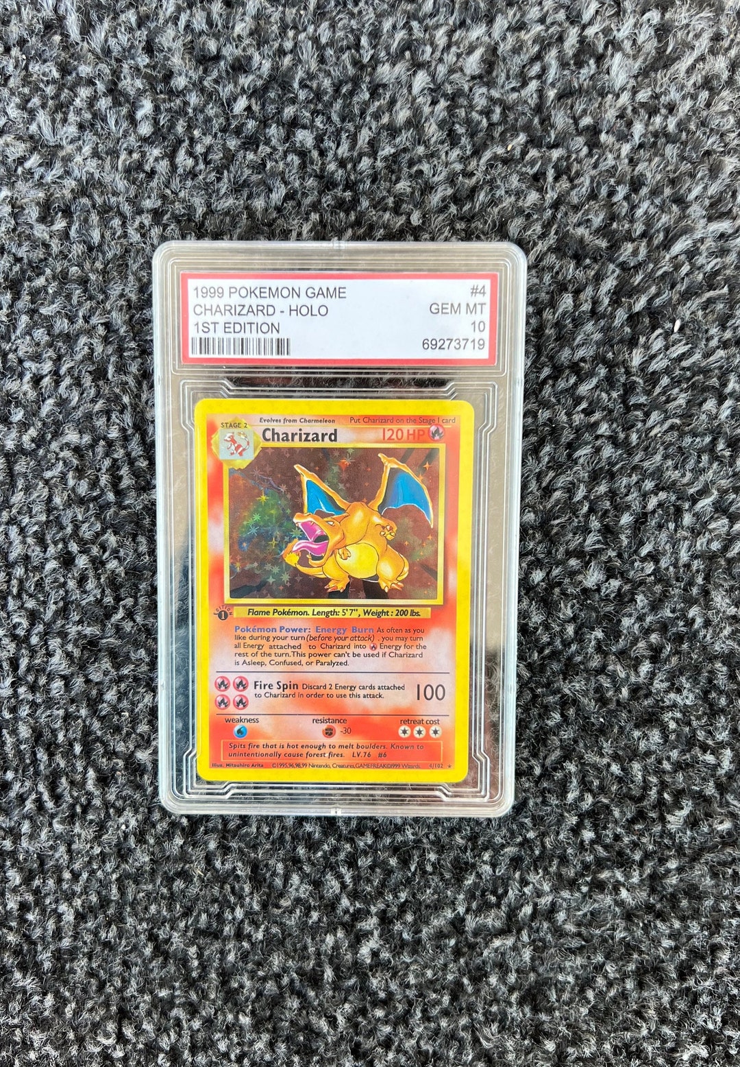 Graded Charizard 4/102 1st Edition Handmade Holo Proxy Card