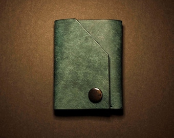 Shroud Minimalist EDC Leather Wallet Cardholder | Real Veg Tanned Italian Leather - Blue