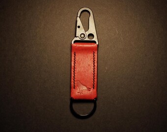 Tactical Clip Keyring | Real Veg Tanned Italian Leather | Handmade in UK - ***Multiple Colours Available***