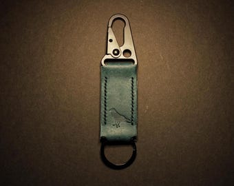 Tactical Clip Keyring | Real Veg Tanned Italian Leather | Handmade in UK - ***Multiple Colours Available***