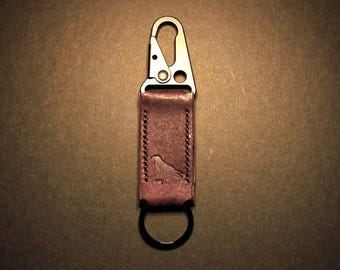 Tactical Clip Keyring | Real Veg Tanned Italian Leather | Handmade in UK - ***Multiple Colours Available***
