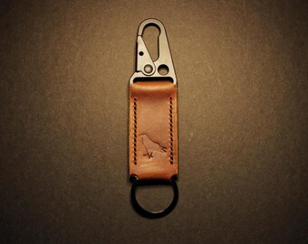 Tactical Clip Keyring | Real Veg Tanned Italian Leather | Handmade in UK - ***Multiple Colours Available***