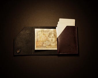 Shroud Minimalist EDC Leather Wallet Cardholder | Real Veg Tanned Italian Leather - Black & Purple
