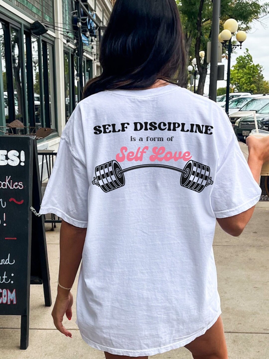 Women's Oversized T Shirt Workout Shirt Discipline Etsy