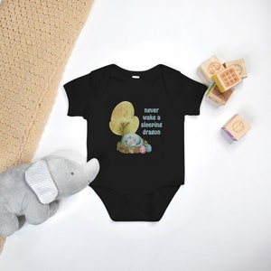 Sleeping Dragon Baby One Piece Onesie Bodysuit | DND RPG Nerd Fantasy Apparel