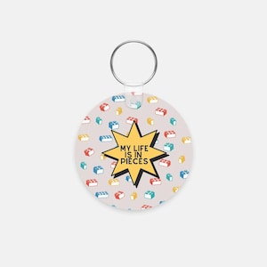 Building Bricks Funny Pieces Acrylic Key Chain (Round)