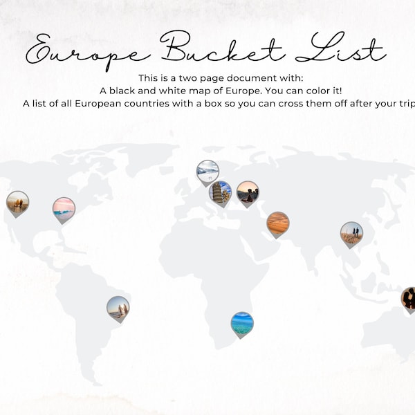 Europe Bucket List | Bucket list | Planner | Travel | Trips | Map | Coloring maps | List | European Countries