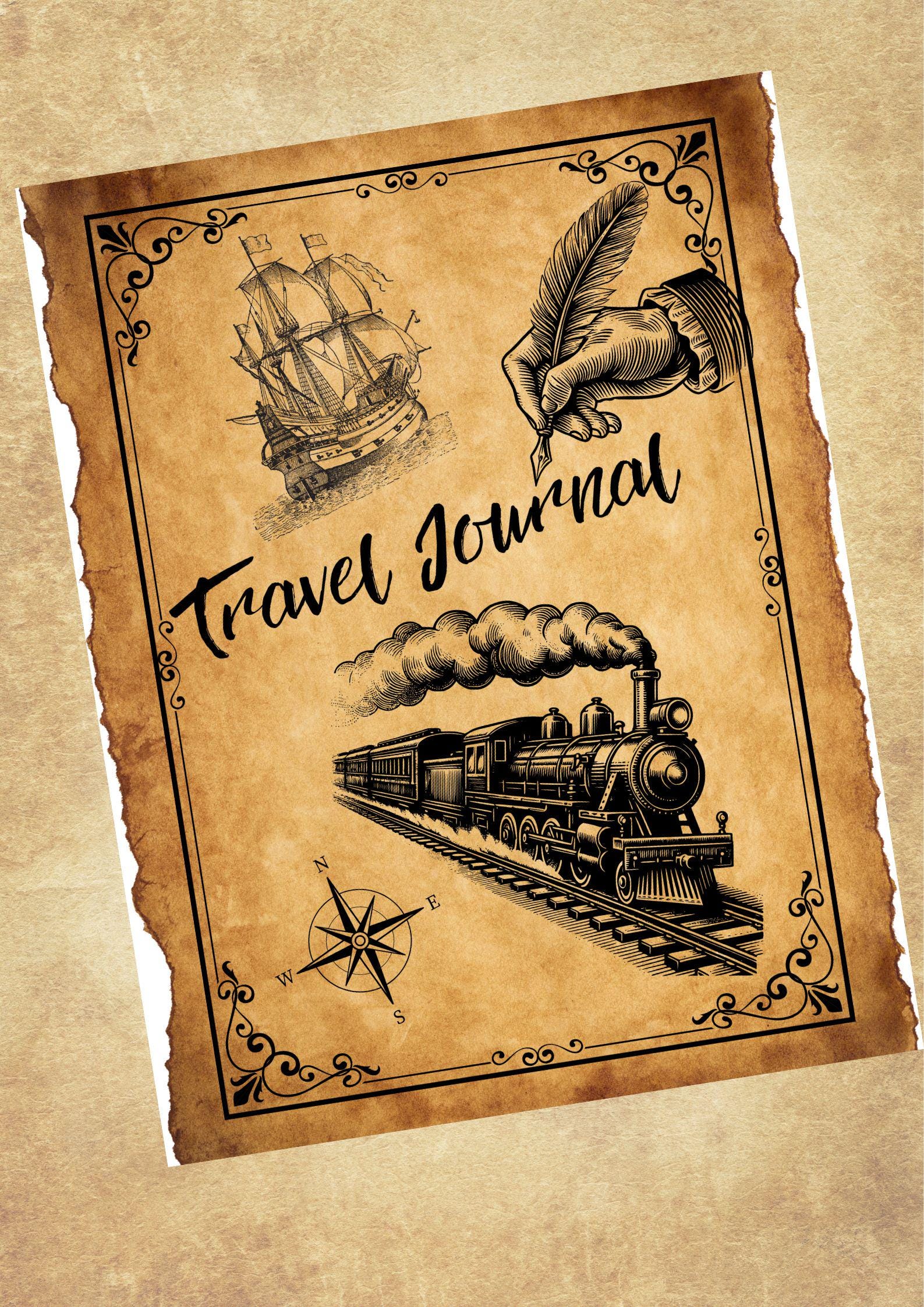 Vintage Junk Travel Journal Printable Pages, Digital Download Printable, Travel Journal Printable, Scrapbook Printable