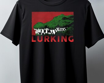 Lurking Crocodile Graphic Tee Alligator Unisex Graphic Vintage-style T-Shirt