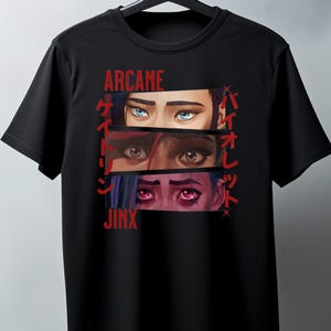 Arcane Jinx, Vi & Caitlyn Unisex Graphic Vintage-style T-Shirt