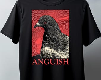 Anguish Pigeon Graphic Tee: Unisex Vintage-Style T-Shirt