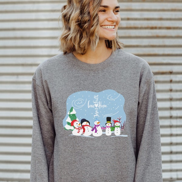 Bible Christmas Sweatshirt, Snowmen Faith Christmas Crewneck Sweatshirt, Faith Christmas Sweater, Christian Christmas Sweatshirt, Faith Hope