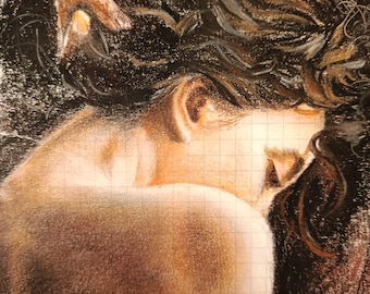 Soft Pastel Figurative Artwork – Original Signed Drawing