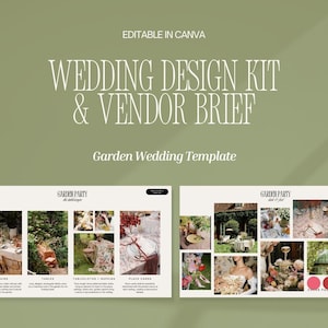 Garden Wedding Design Template, Floral Mood Board, Style Guide (Canva)