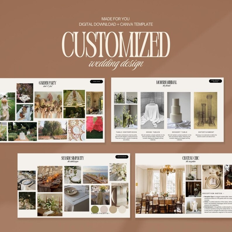 Custom Wedding Mood Board Design | Personalized Wedding Style Guide ...