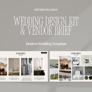Modern Minimal Wedding Design Kit, Style Guide, Vendor Brief (Canva Template)
