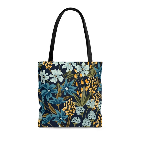 Fleurs bleues sac fourre-tout, sac fourre-tout botanique, fourre-tout Wildflower, sac fourre-tout floral esthétique, fourre-tout Forestcore vintage, Cottagecore aesthe