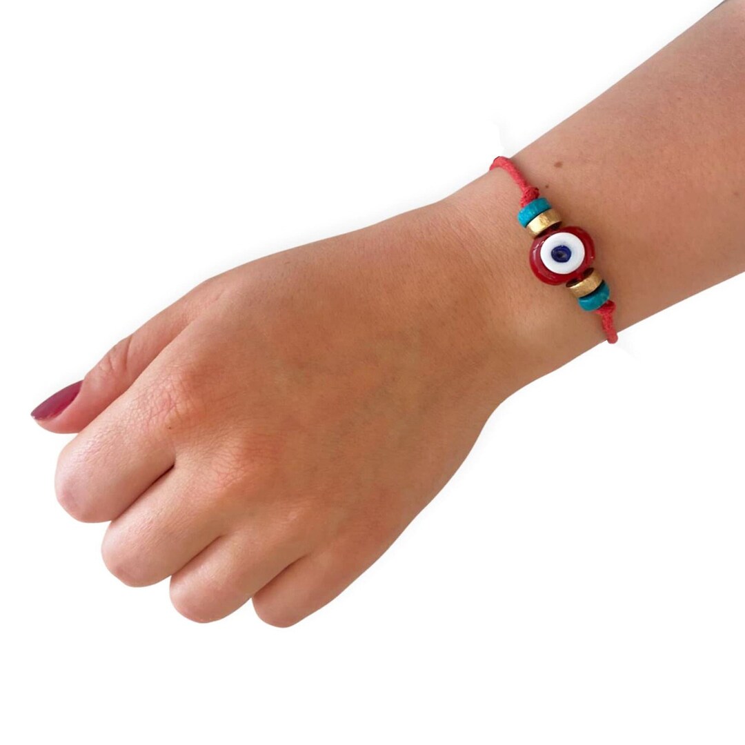Evil Eye Bracelet, Red String Bracelet, Glass Evil Eye Charm
