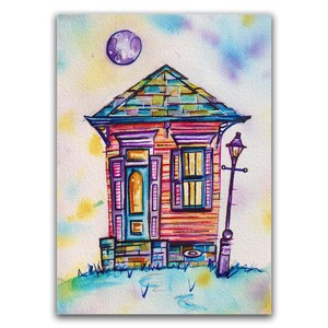 Art Print - NOLA House 3 (Giclée Fine Art Print) New Orleans artwork illustration shotgun home whimsical wall decor crescent city home
