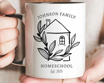 Custom Family Homeschool Ceramic Mug, Personalized Homeschool Mom Mug, Homeschool Mama, Mothers Day Gift, Crunchy Mama Gift