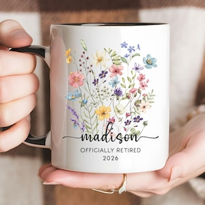 Custom Retirement Coffee Mug – Personalized Gift for Women, Coworker, Teacher – Happy Retired Cup for Her