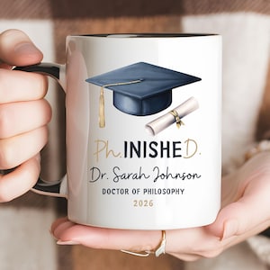 Personalized PhD Graduation Mug: Doctoral Degree Gift