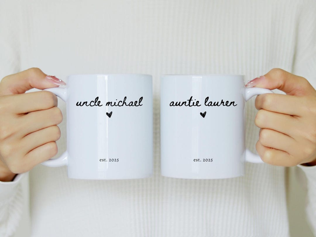 Personalized Aunt & Uncle Coffee Mug Set: Baby Announcement Gift - Etsy