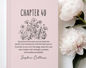 Personalized 40th Birthday Journal, Book Lover Gift