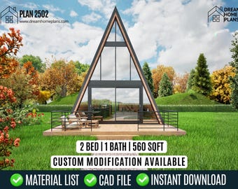 Tiny Modern A-Frame Cabin DIY Plans (20'X28'): Architectural Plans (Digital Download)