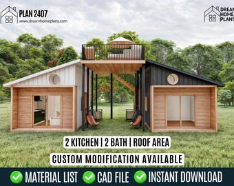 Twin Anchors Cottage House Plan: Small Cabin DIY Building Plans