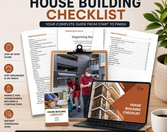 Lista di controllo per la costruzione di una casa in PDF / Pianificatore di costruzione di una casa / Organizzatore di progetti di nuova costruzione / Guida alla costruzione di case personalizzate