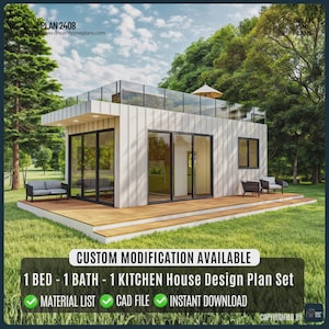 Charming Tiny Cottage House Plan: Modern Cabin Design, Custom House
