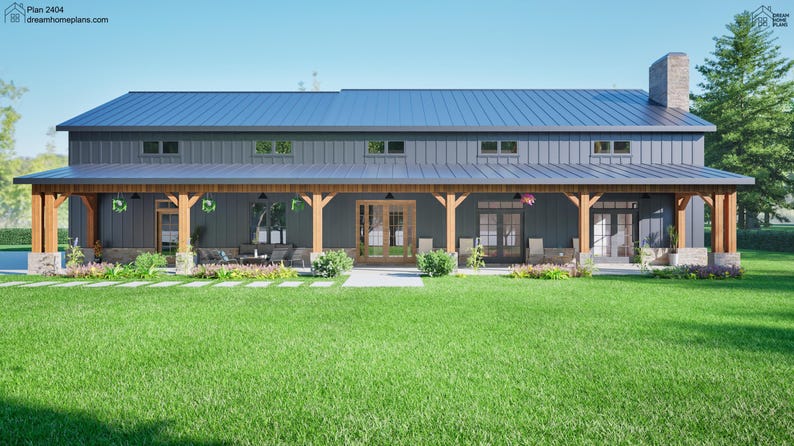 Modern Farmhouse Barndominium Plan 4 Bed, 3.5 Bath, 3-Car Garage, Custom House Plan (Digital Download) image 9