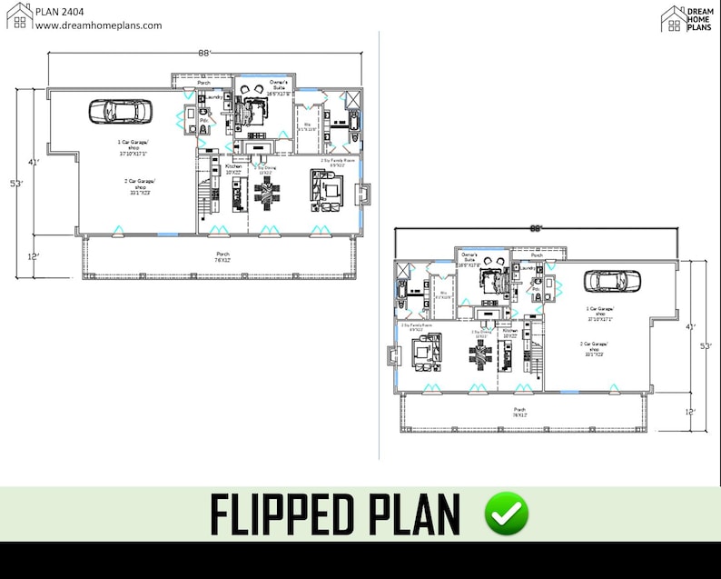 Modern Farmhouse Barndominium Plan 4 Bed, 3.5 Bath, 3-Car Garage, Custom House Plan (Digital Download) image 4