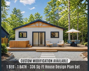 Tiny House DIY Plans 24x14 Modern Cabin Custom House Blueprint (Digital Download)