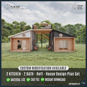 Twin Anchors Cottage House Plan | Small Cabin DIY Building Plans | Custom House Plans (Digital Download)