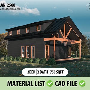 Plattegronden kleine huisjes van 900 vierkante voet | 25 x 30' Tiny Home met loft | Plattegronden cabine Adirondack | Blauwdruk modern klein huis