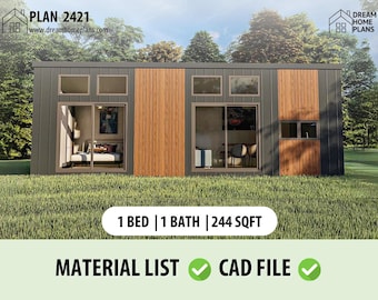 Planos de cabaña moderna de 29,5 x 8,25 pies cuadrados / Plano de casa pequeña a medida