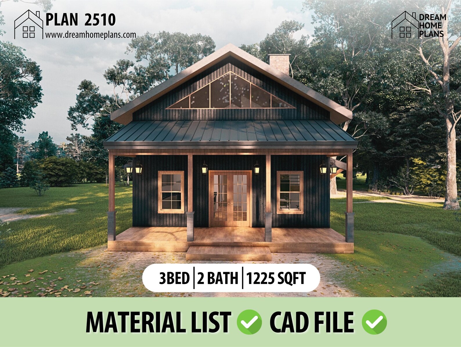 Modern Small Cabin House Plans With Loft (PDF & 3D Model) - Etsy