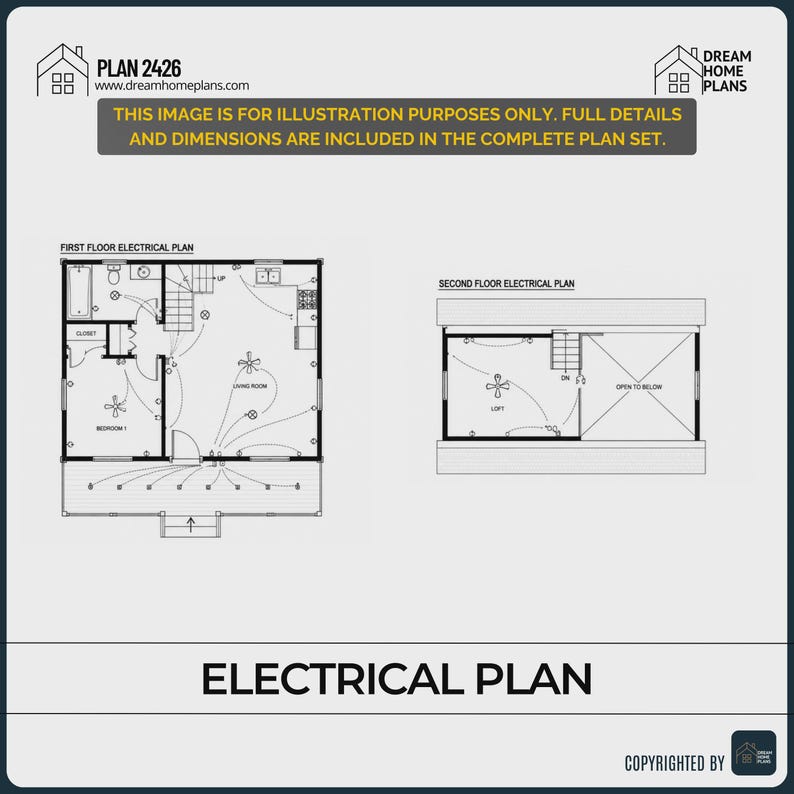 20' X 26' Modern Cabin House Plans With Loft - 520 SF Tiny Cottage ...