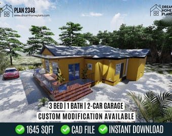 Classic Cottage House Plan: 3 Bed, 2-Car Garage (PDF Download)
