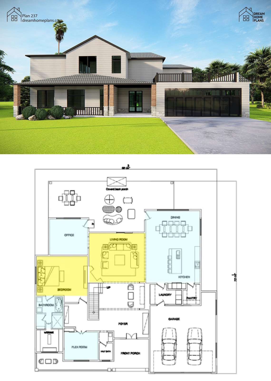 Modern 4 Bedroom House Plan: Open Concept Design (PDF Download) - Etsy