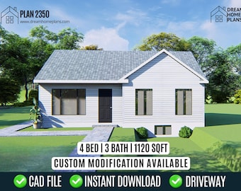 Classic Cottage House Plan: 4 Bed, 3 Bath, 1120 sqft (PDF Download)