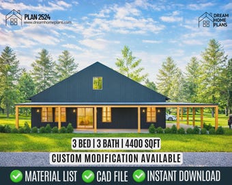 Modern Barndominium House Plans | 100x44 Ft Farmhouse Floor Plan (PDF Download)