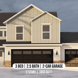 Modern Family Home Plan: 2-Story, 3 Bed, 2.5 Bath, 2-Car Garage (PDF Download)