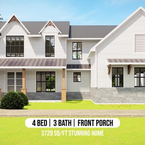 Modern Farmhouse Home Plan: 4 Bed, 3 Bath with Game Room (PDF Download)