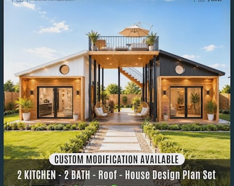 Twin Anchors Cottage House Plan | Small Cabin DIY Building Plans | Custom House Plans (Digital Download)