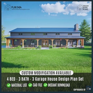 This stunning Barndominium home offers a perfect blend of bold design and functionality. The exterior showcases strong colours, wood accents, and stonework, with 88 feet in length, 57 feet in width with 12-feet wide front porch ideal for gatherings. The side-entry garage features oversized bays-one double, one single-providing approximately 1,500 square feet of unheated space for vehicles, storage, or a workshop.