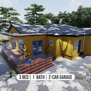Classic Cottage House Plan - 1 Story, 3 Bedrooms, 2-Car Garage, Traditional Design, PDF Download - Cozy Home Layout